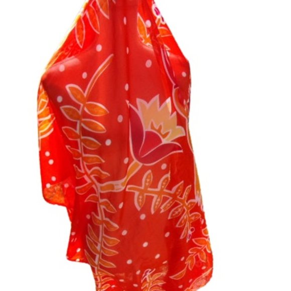 Orange Floral Silk Like Scarf/Wrap Stunning Design to Accent Your Wardrobe! - Picture 1 of 5